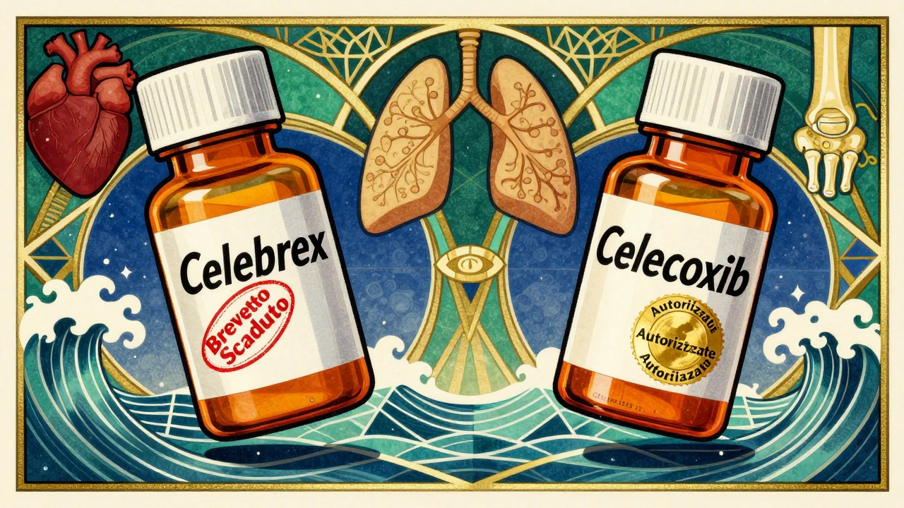 Confronto tra farmaco di marca e generico autorizzato in stile pubblicitario anni &#039;20.