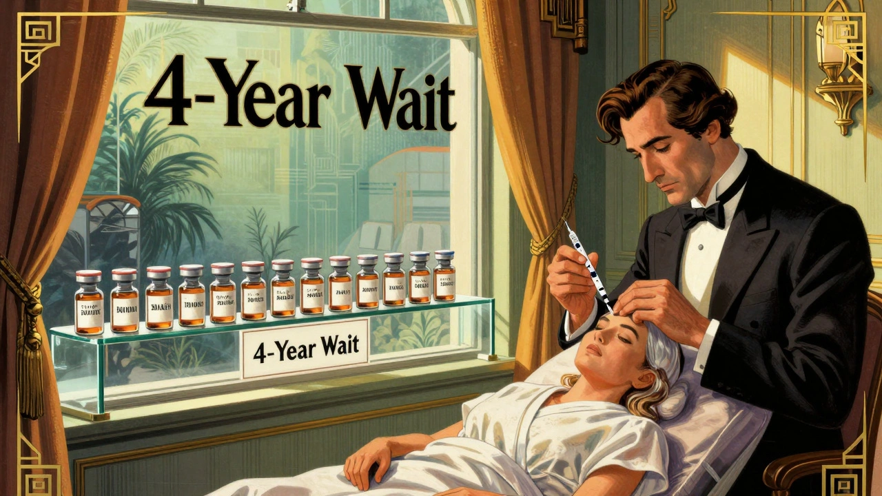 Un paziente americano riceve un farmaco costoso, mentre biosimili attendono dietro una barriera di attesa di 4 anni.