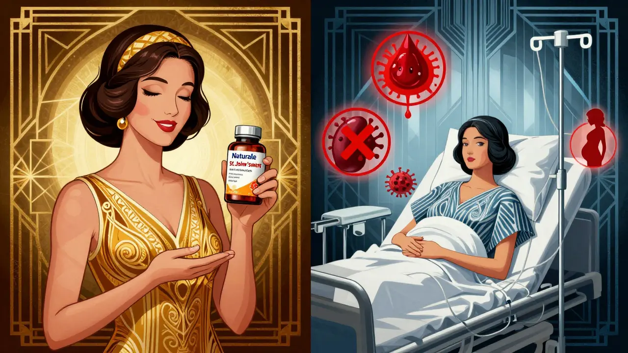 Donna in due versioni: serena con integratore e in ospedale con segnali di pericolo.