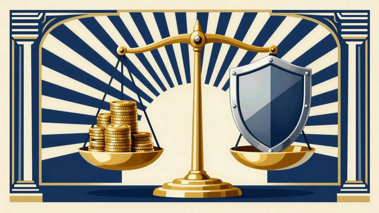 Bilancia stilizzata in oro e cromo che rappresenta la condivisione dei costi sanitari.