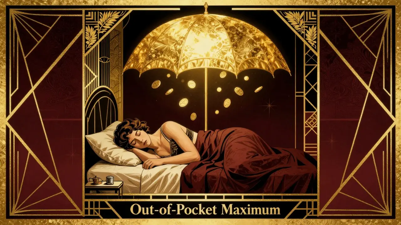 Persona che dorme serenamente protetta da un simbolo dorato di sicurezza finanziaria.