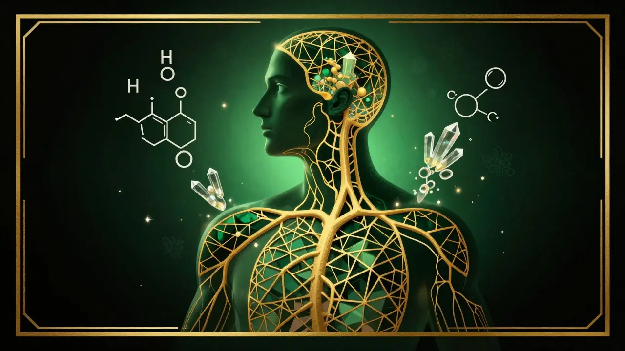 Rappresentazione stilizzata del principio attivo che scorre nel sangue.