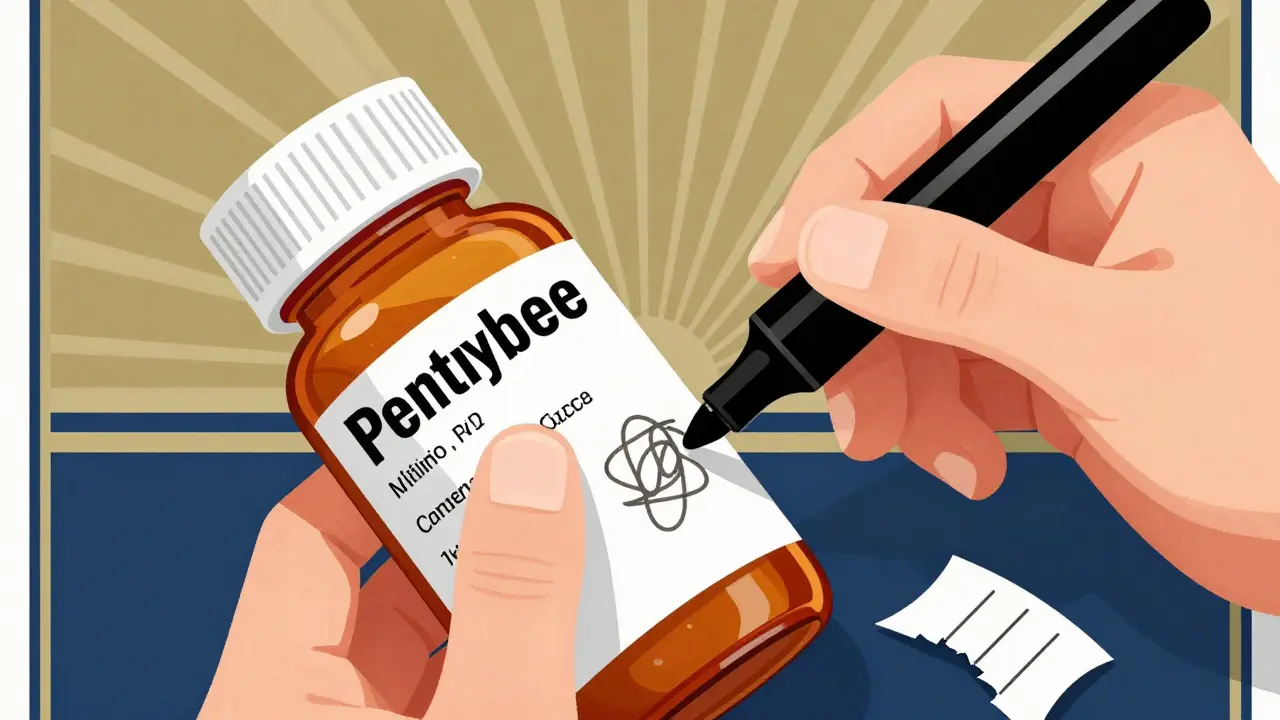 Mani che coprono le etichette dei farmaci per proteggere la privacy
