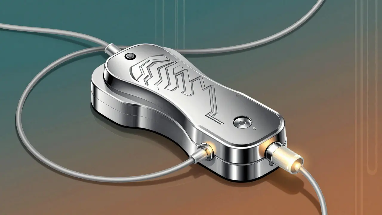 Disegno Art Deco di un sistema di pancreas artificiale futuristico
