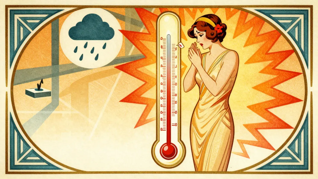 Poster Art Deco che illustra il calore come fattore scatenante di una pseudoricaduta