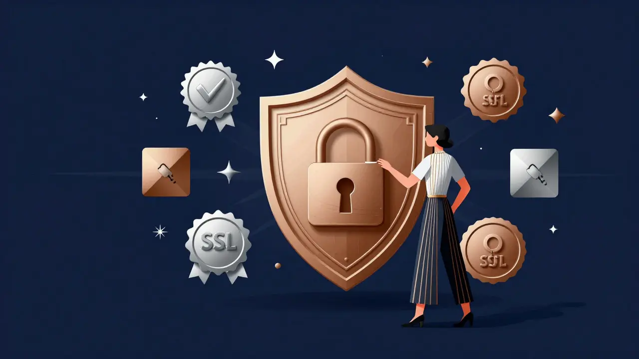 Scudo di sicurezza digitale per acquisti farmaceutici online in stile Art Deco